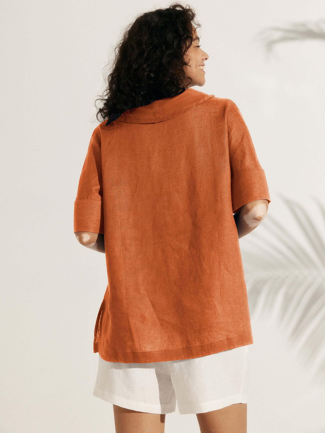 100% Linen Relaxed Half-Sleeve Blouse