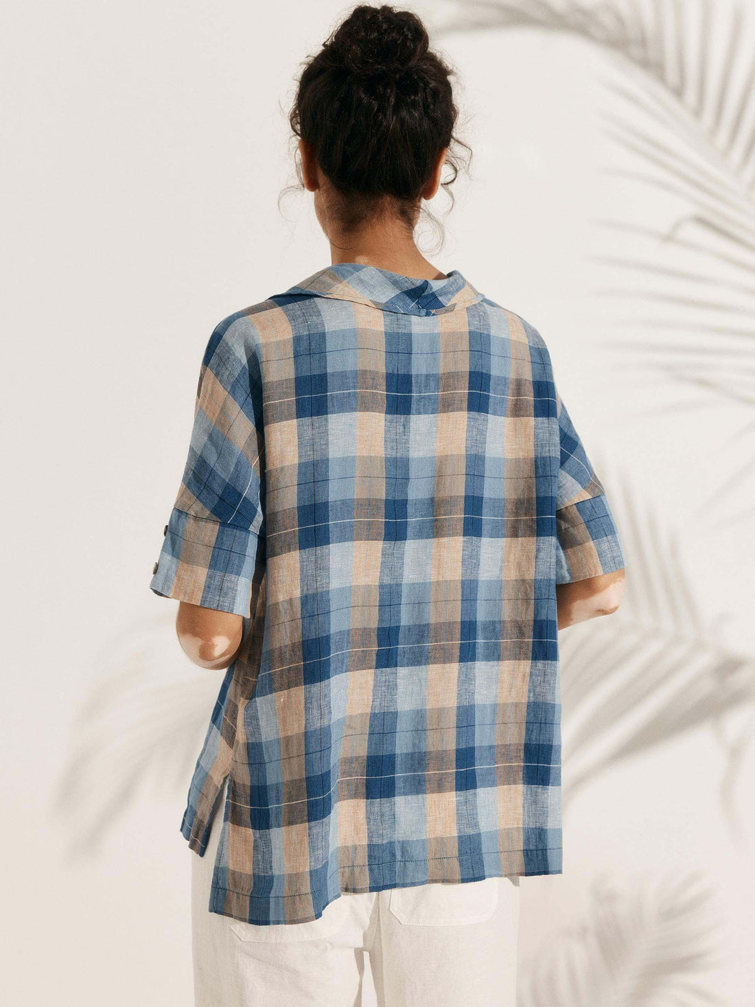 100% Linen Relaxed Half-Sleeve Blouse