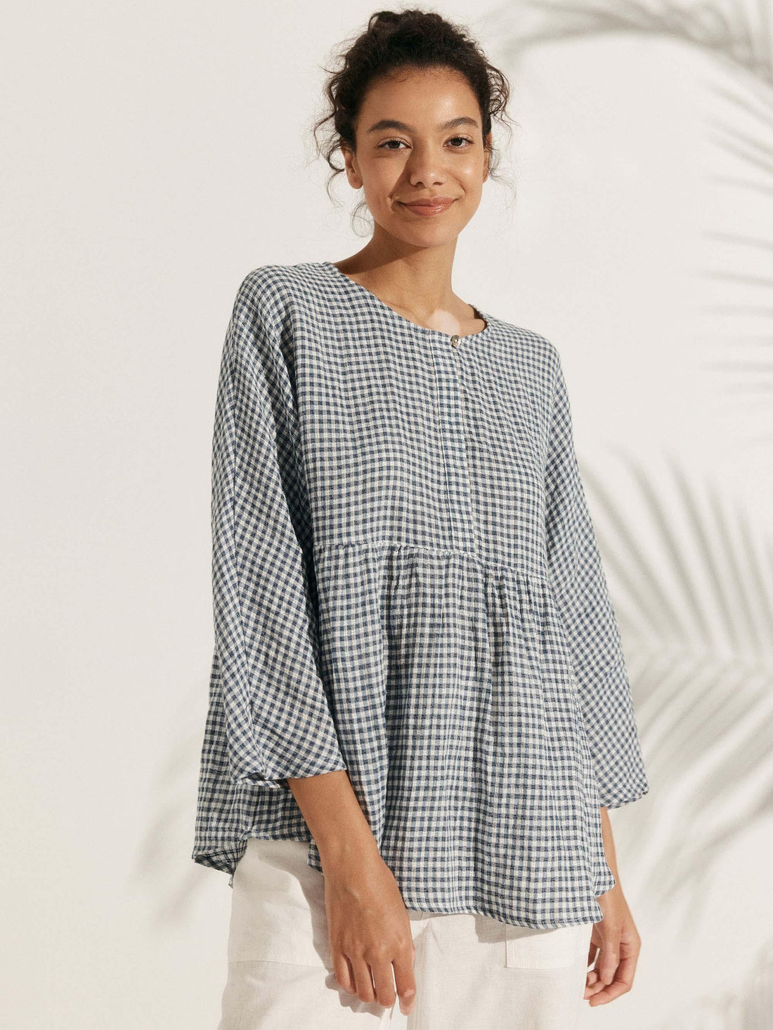 75% Linen Checked Oversized Shirt