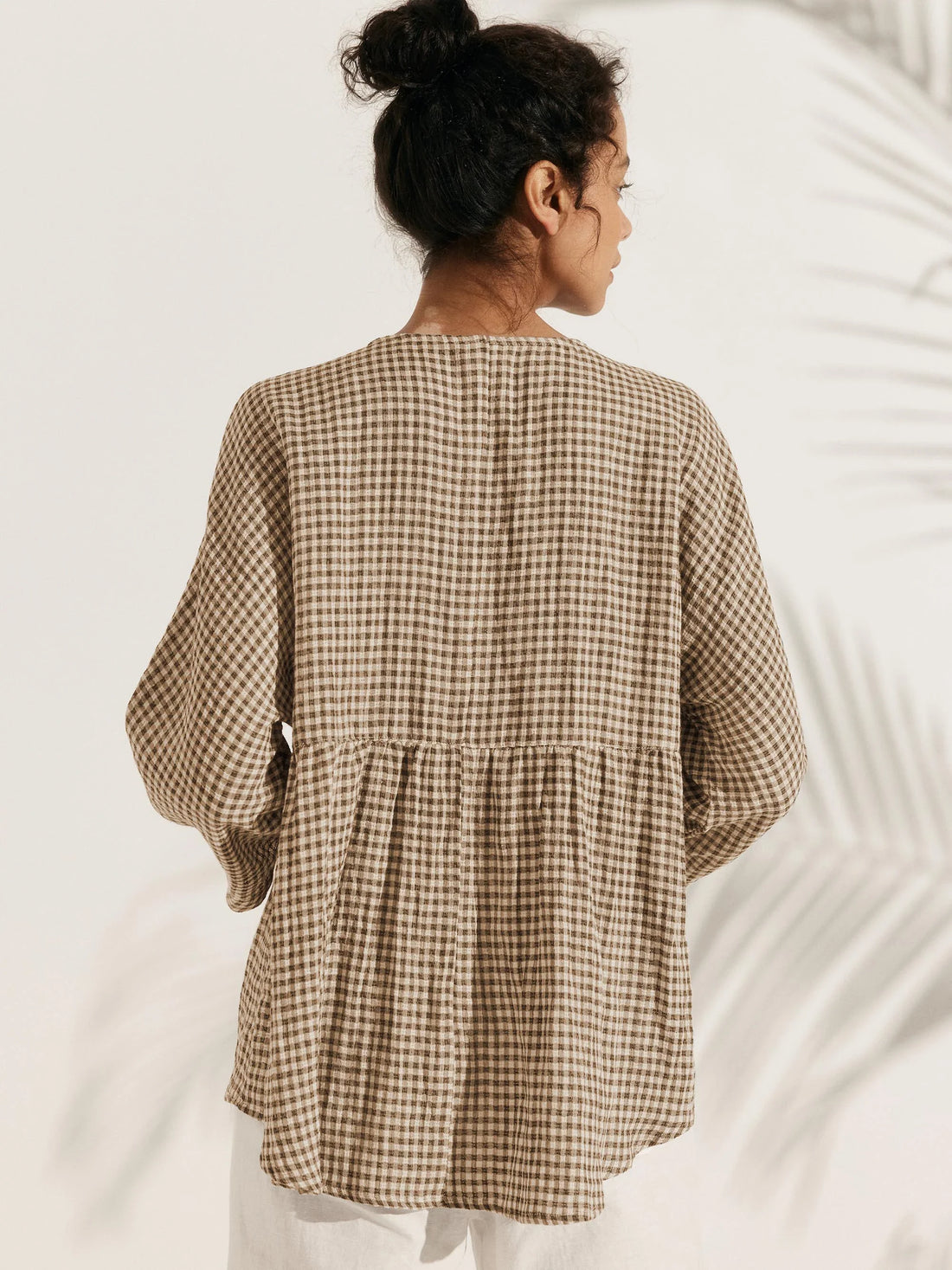 75% Linen Checked Oversized Shirt