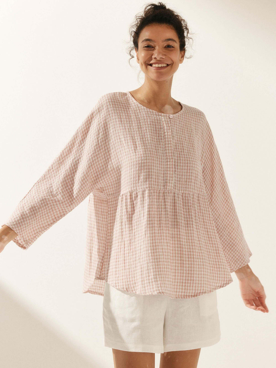 75% Linen Checked Oversized Shirt