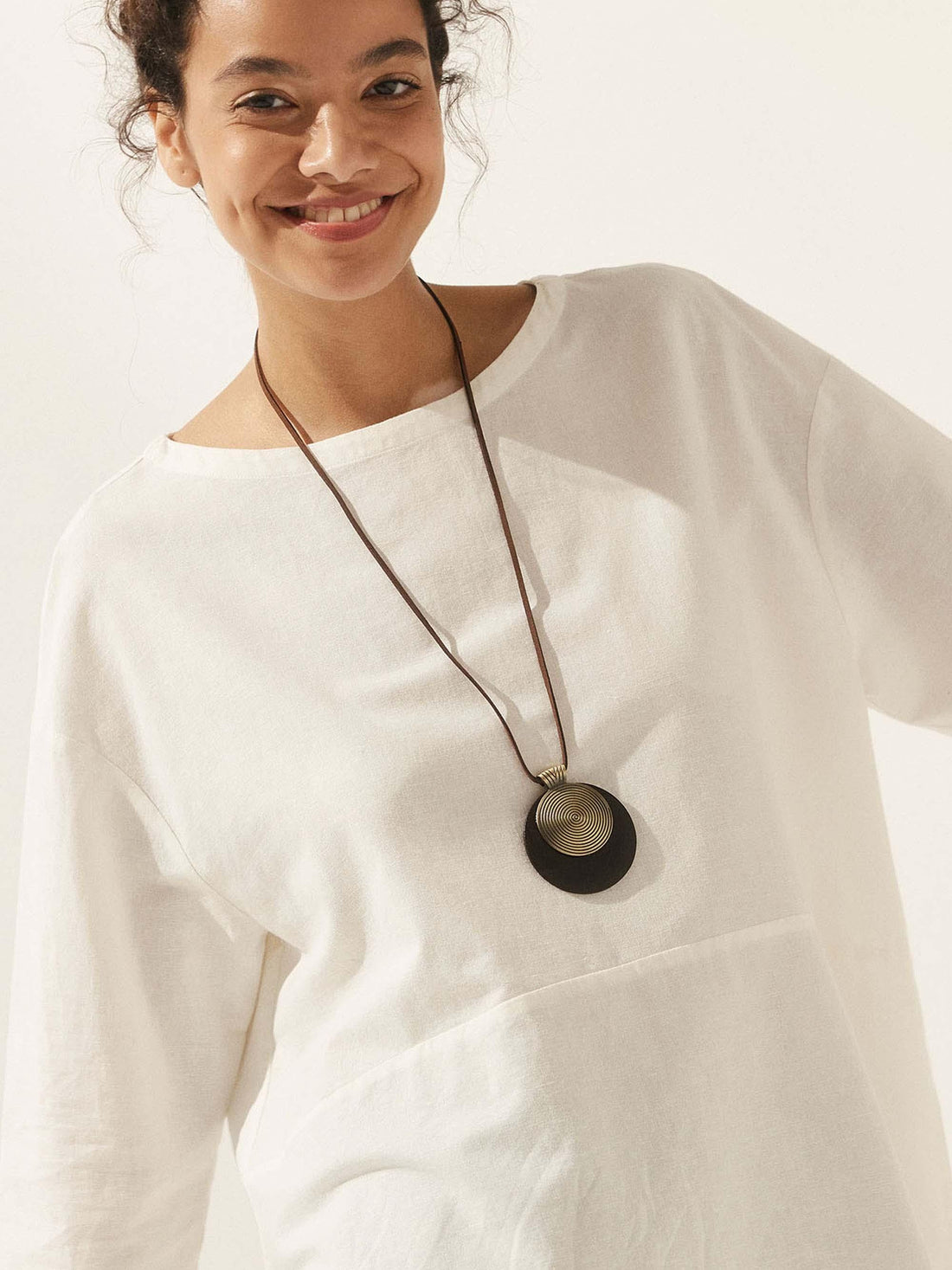 Wood Ring Long Necklace
