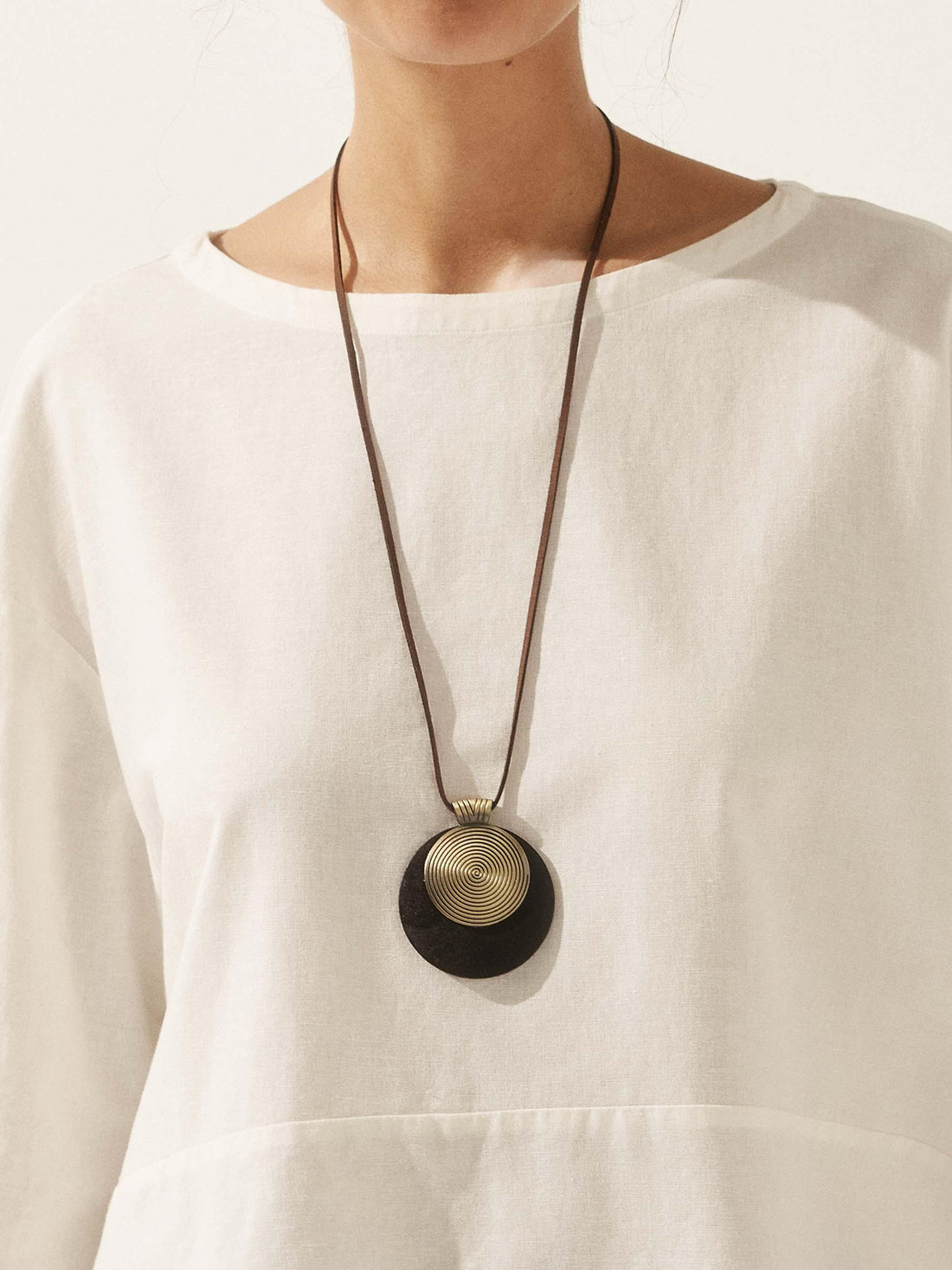 Wood Ring Long Necklace