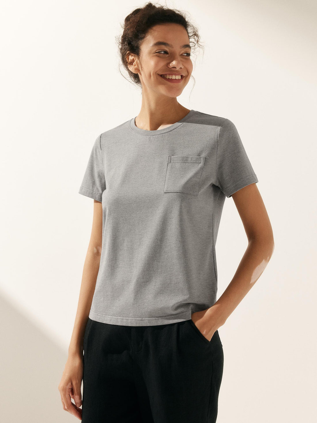 Bamboo Stretch-Knit Round Neck Tee
