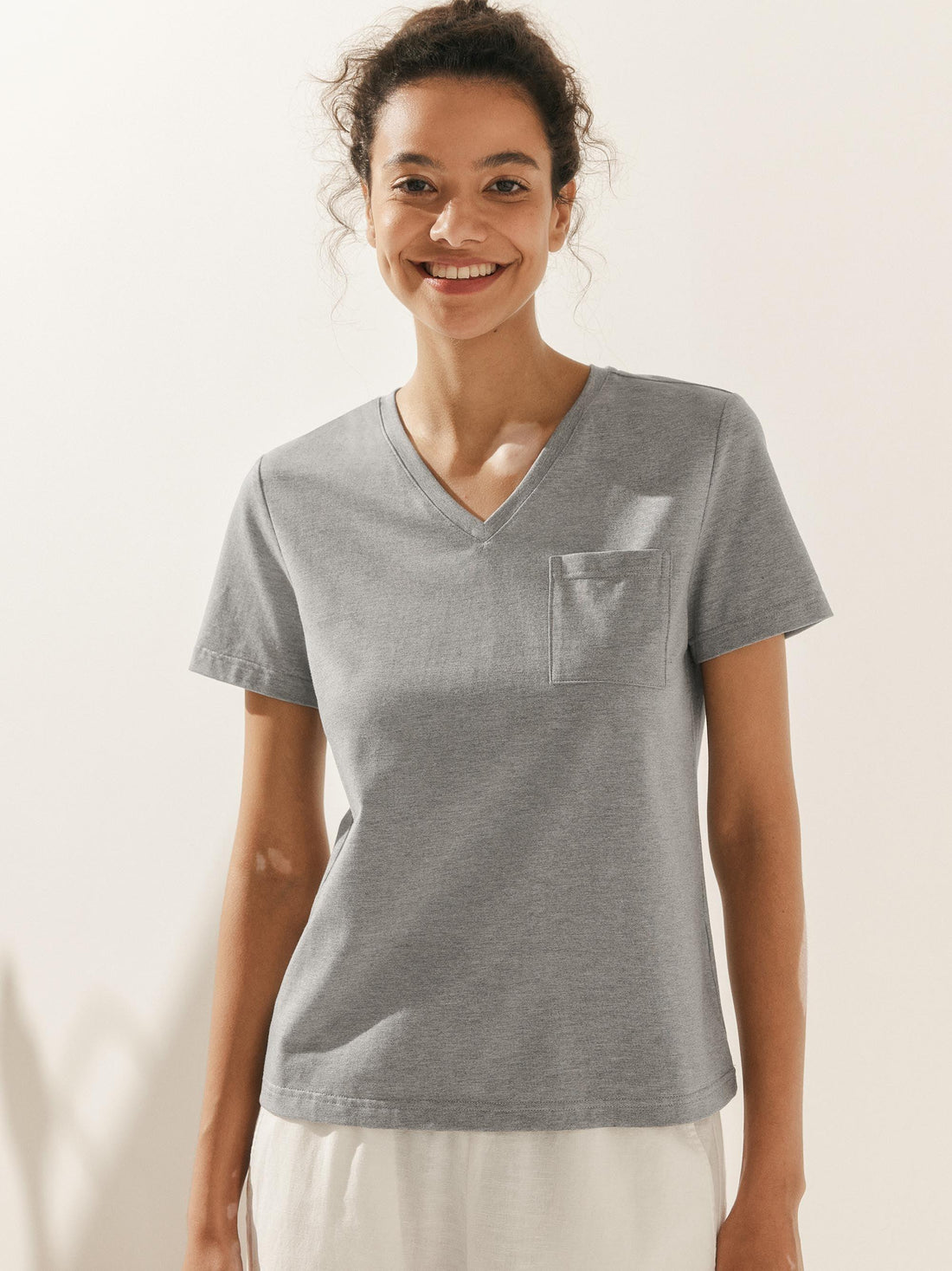 Bamboo Stretch-Knit Round Neck Tee