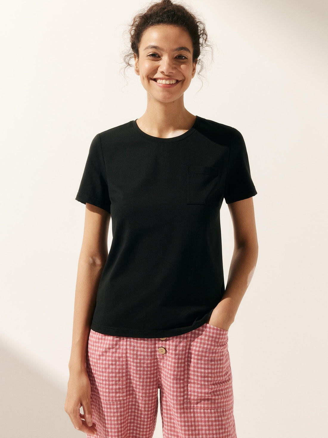 Bamboo Stretch-Knit Round Neck Tee