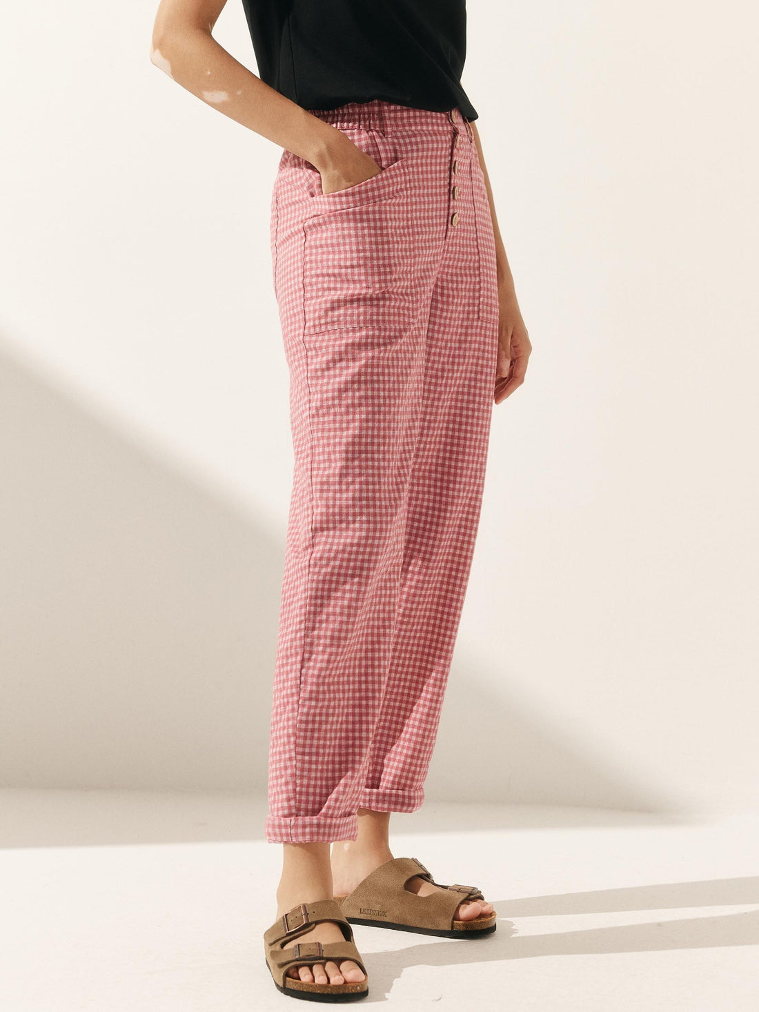 Linen-Blend Patch-Pocket Straight-Leg Trousers