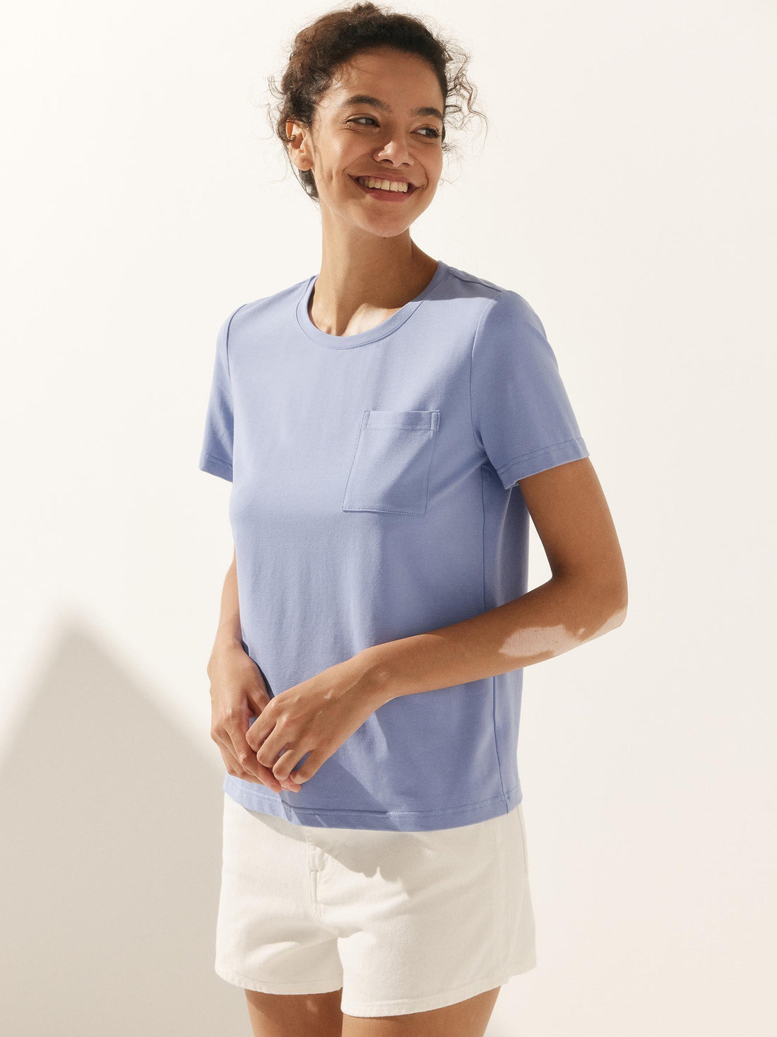 Bamboo Stretch-Knit Round Neck Tee
