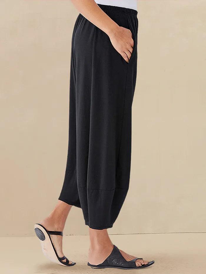 100% Linen Garment-Dyed Crop Barrel Pants