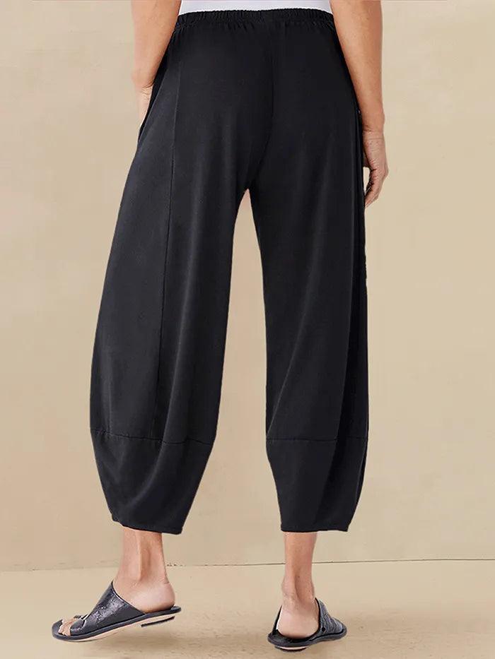 100% Linen Garment-Dyed Crop Barrel Pants