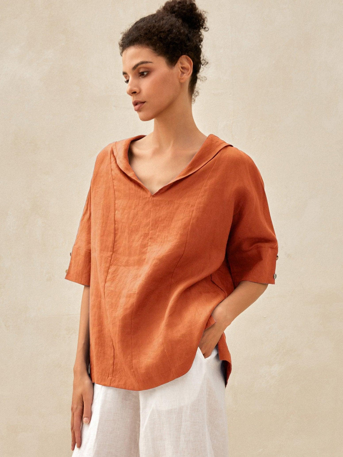 100% Linen Half Sleeve Relaxed Shirt