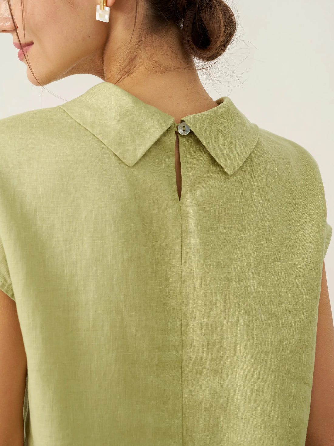 100% Linen Cap Sleeve Blouse