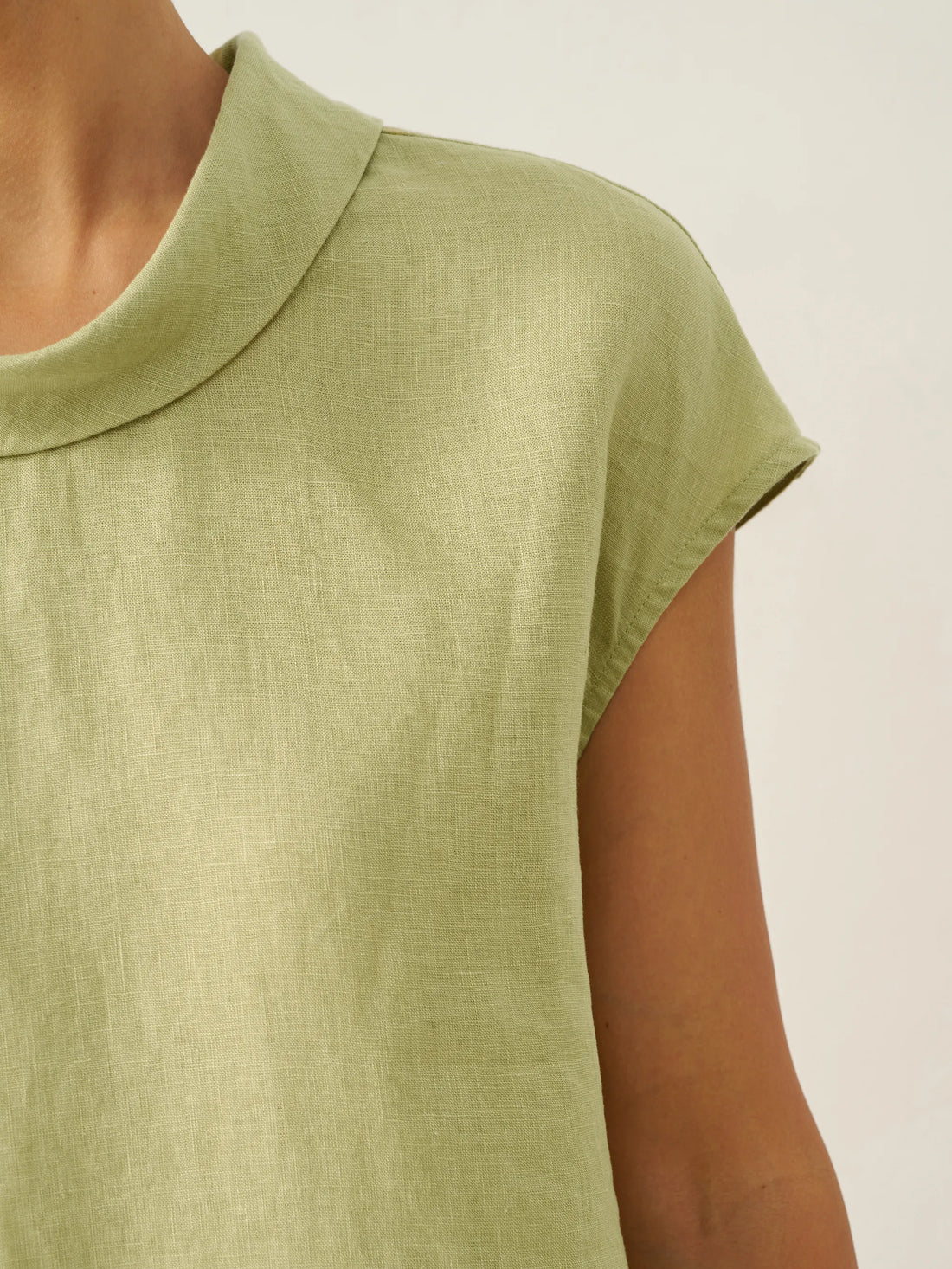 100% Linen Cap Sleeve Blouse