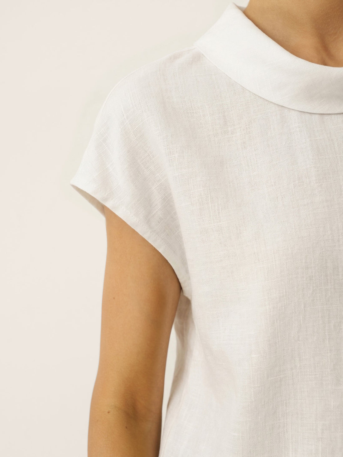100% Linen Cap Sleeve Blouse