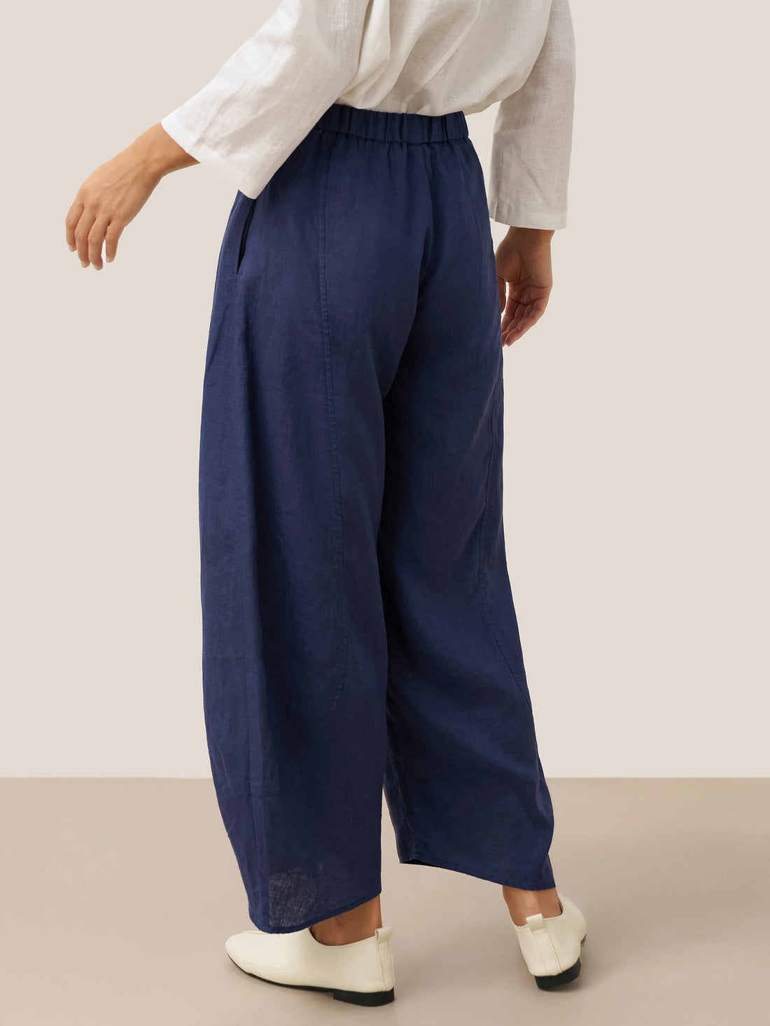 100% Linen Wide Leg Elastic Waist Pants