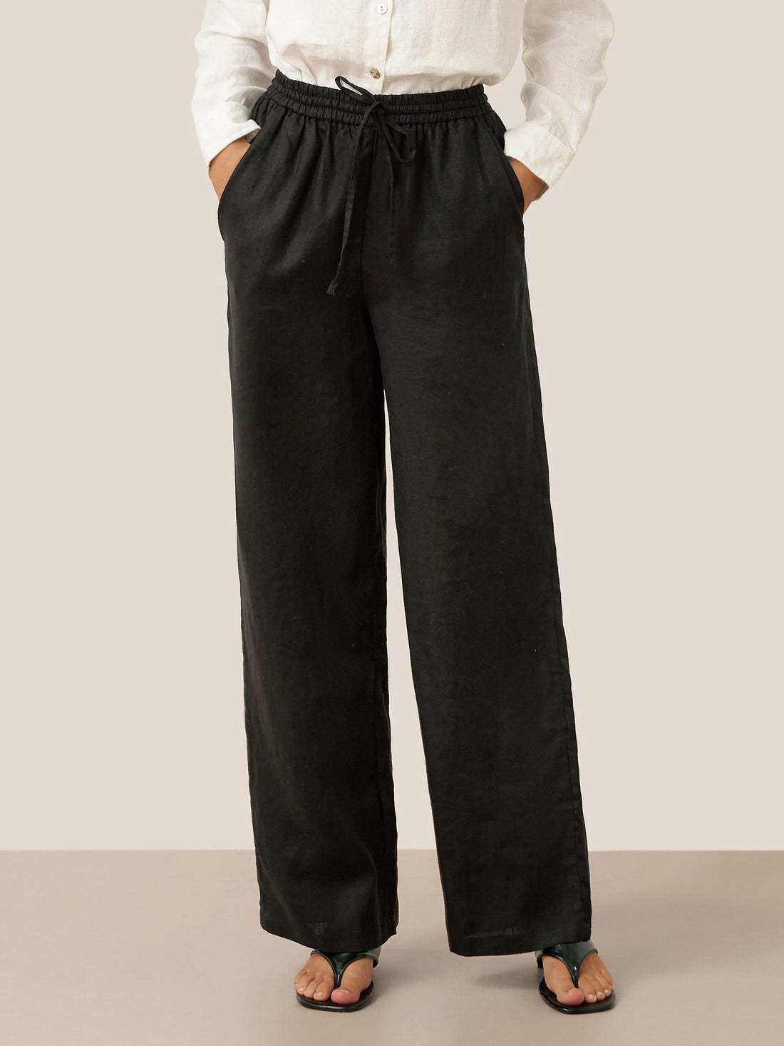 100% Linen Garment-Dyed Straight-Leg Pants
