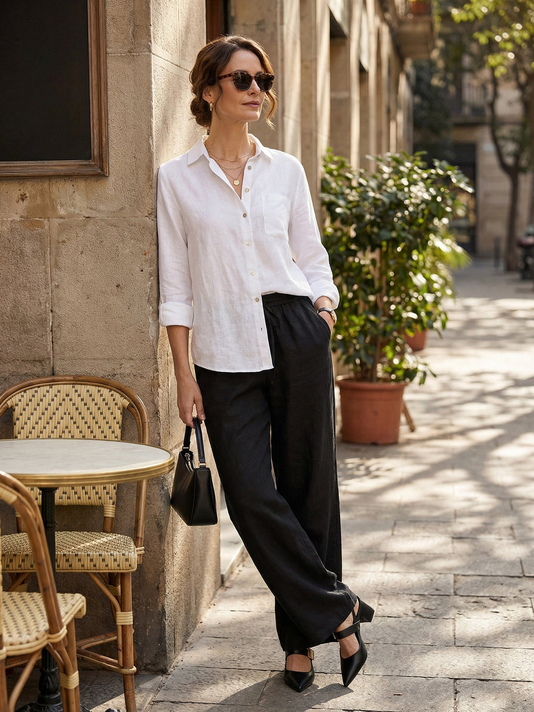 100% Linen Garment-Dyed Straight-Leg Pants