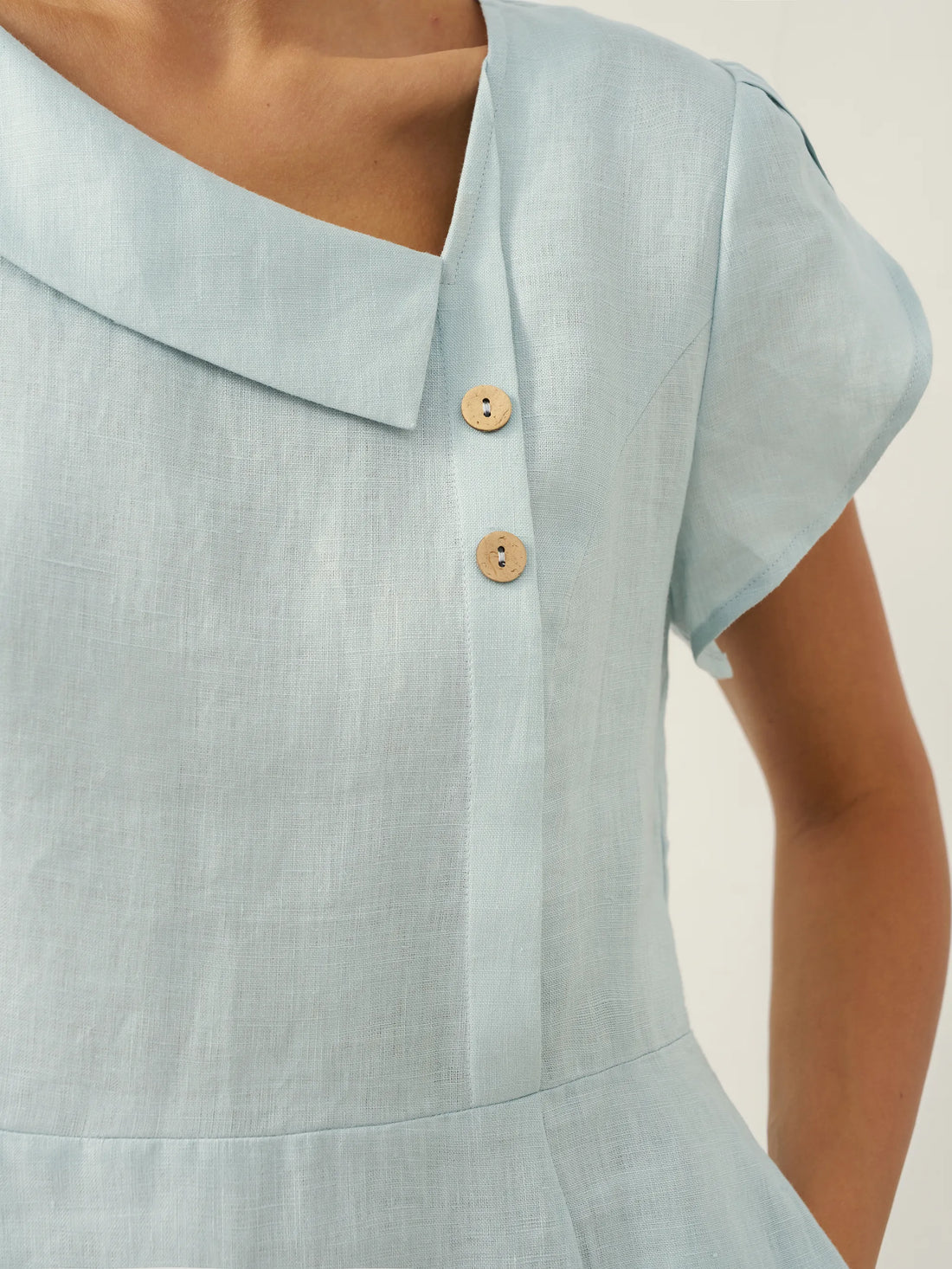 100% Linen Tailored Cap Sleeve Midi Dress