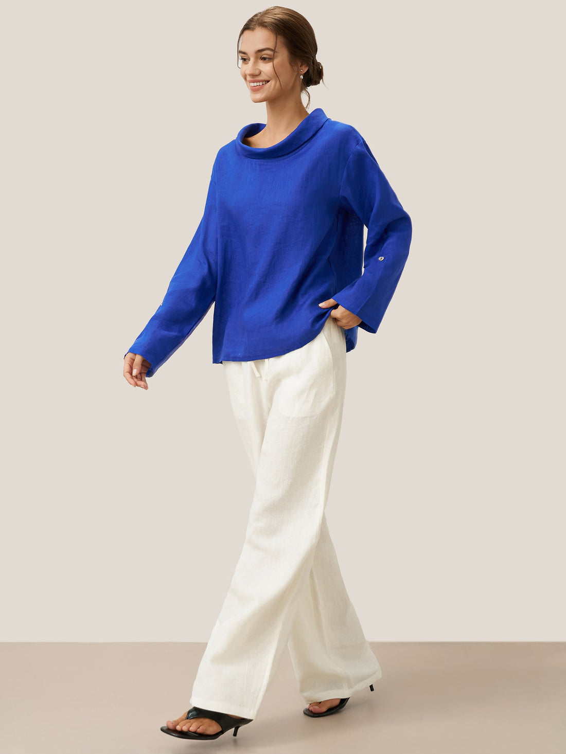 100% Linen Garment-Dyed Straight Blouse