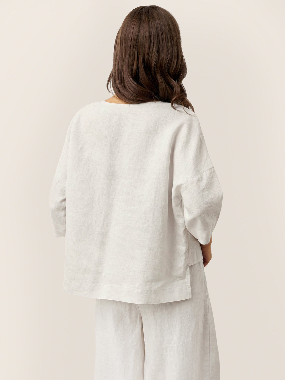 Linen Asymmetric V-Neck Half-Sleeve Shirt