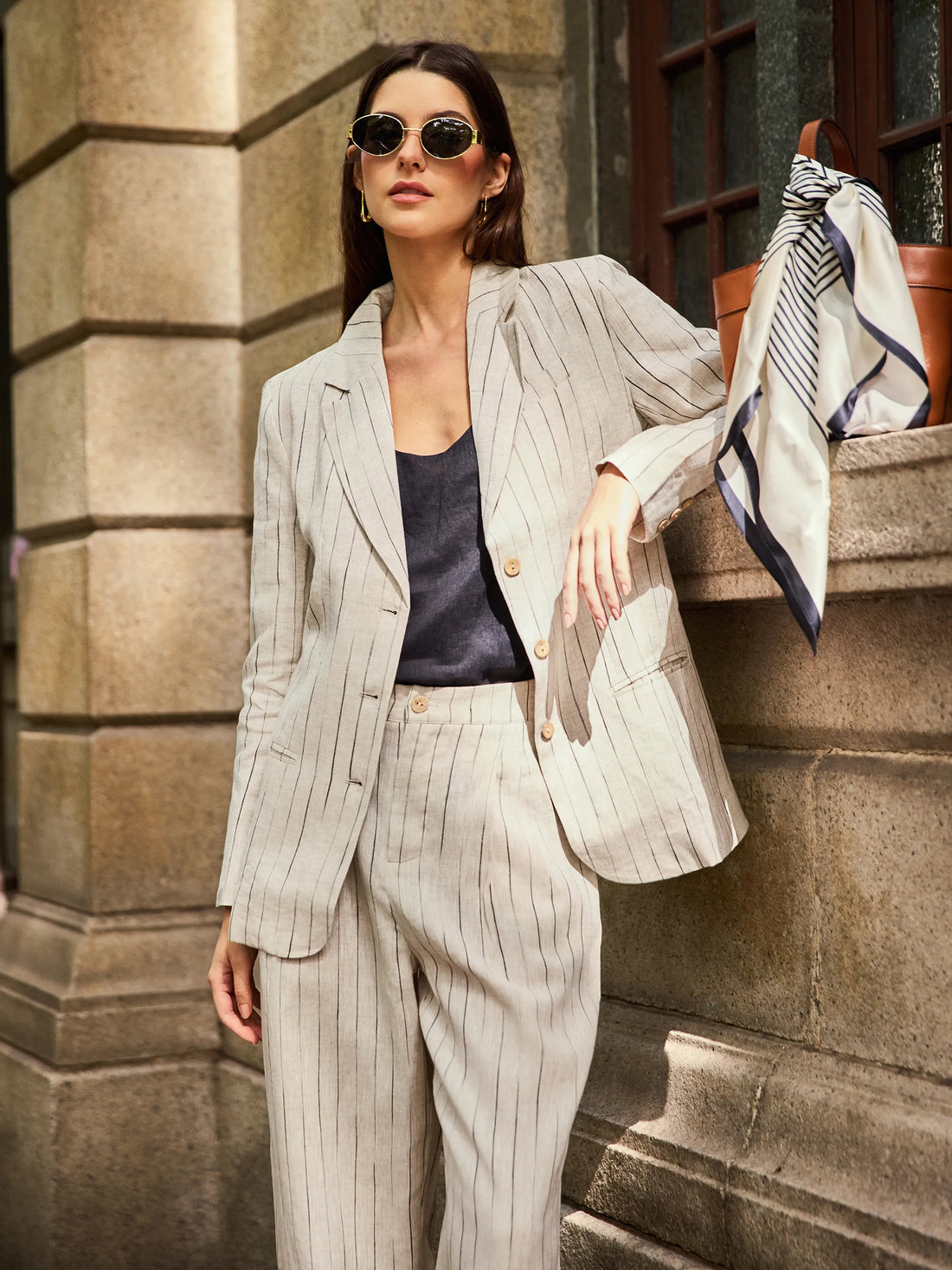 100% Linen Heavyweight Patch-Pocket Pant Set