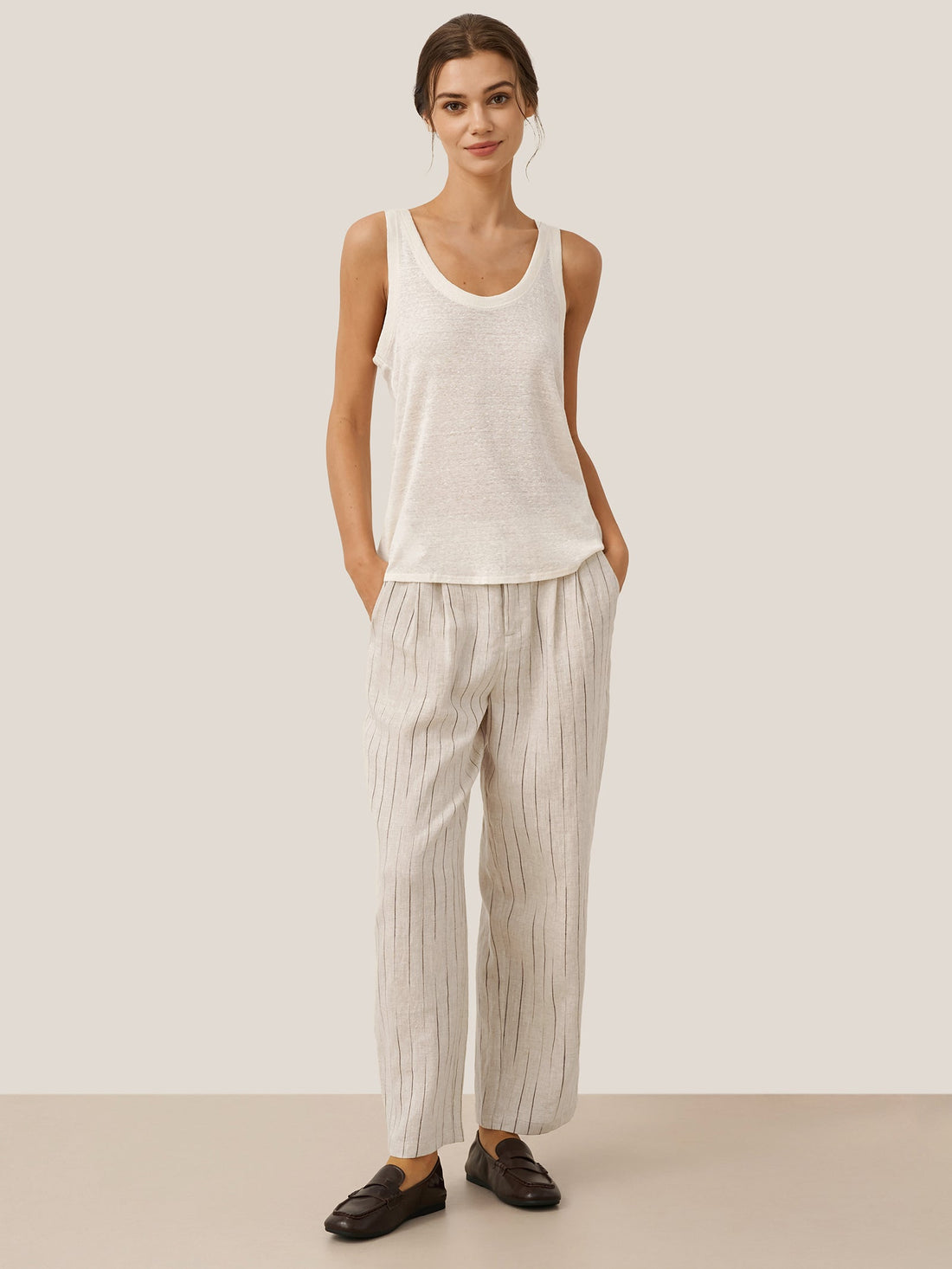 100% Linen Heavyweight Patch-Pocket Pant Set