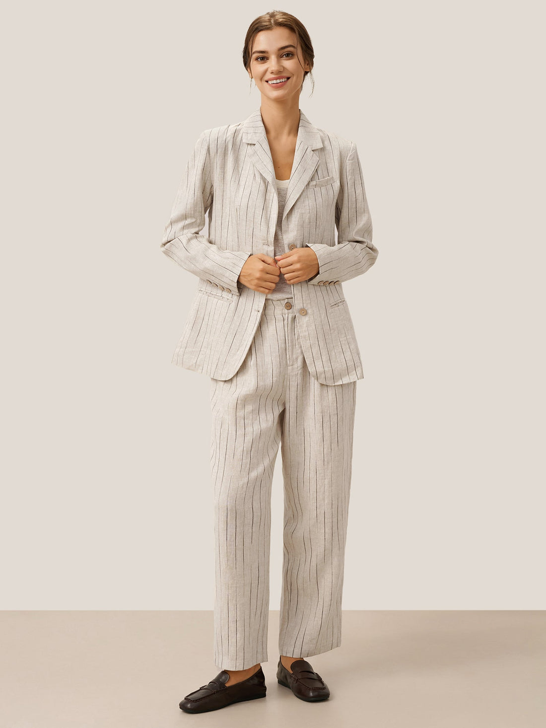 100% Linen Heavyweight Patch-Pocket Pant Set