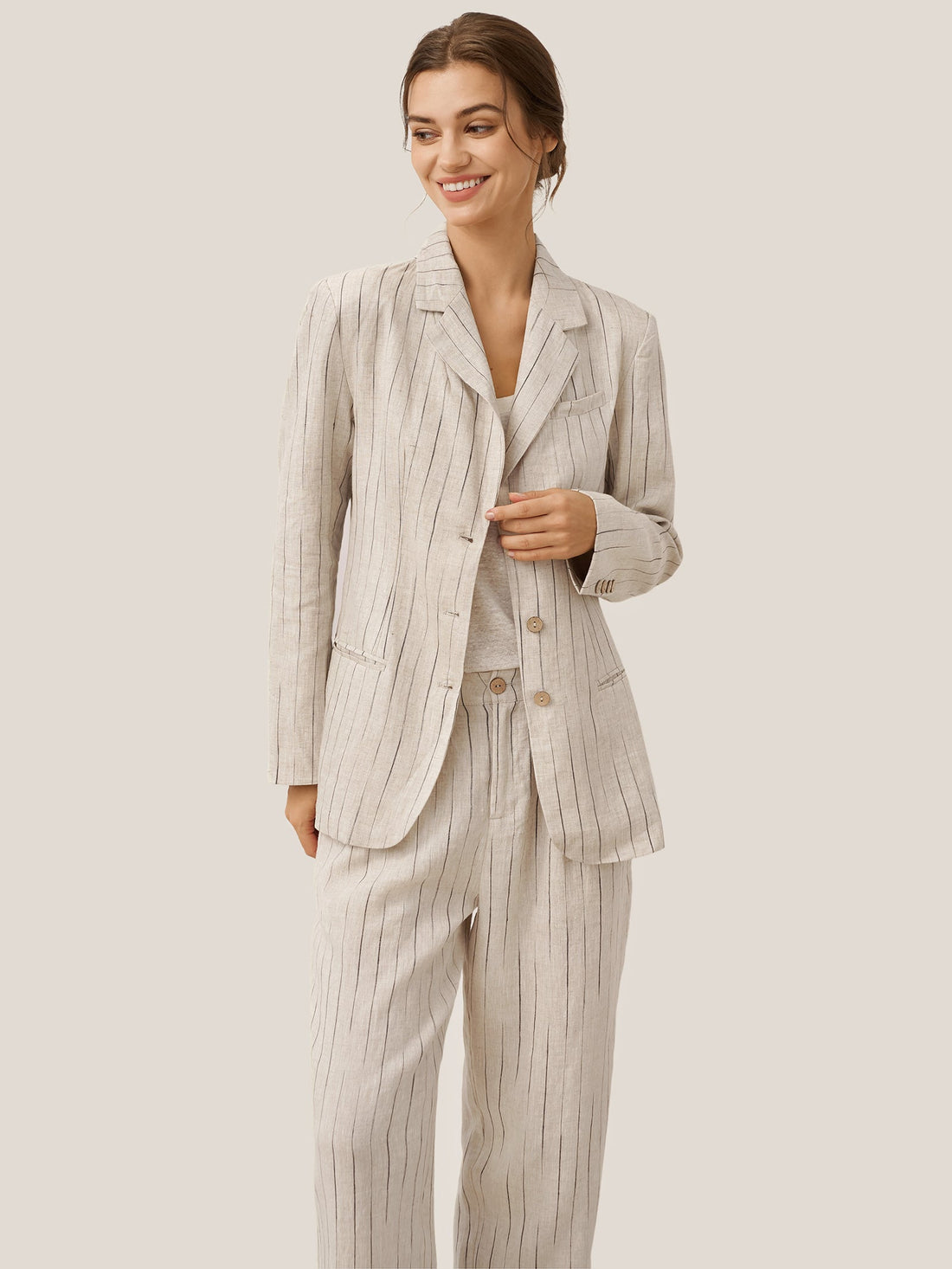 100% Linen Heavyweight Patch-Pocket Pant Set