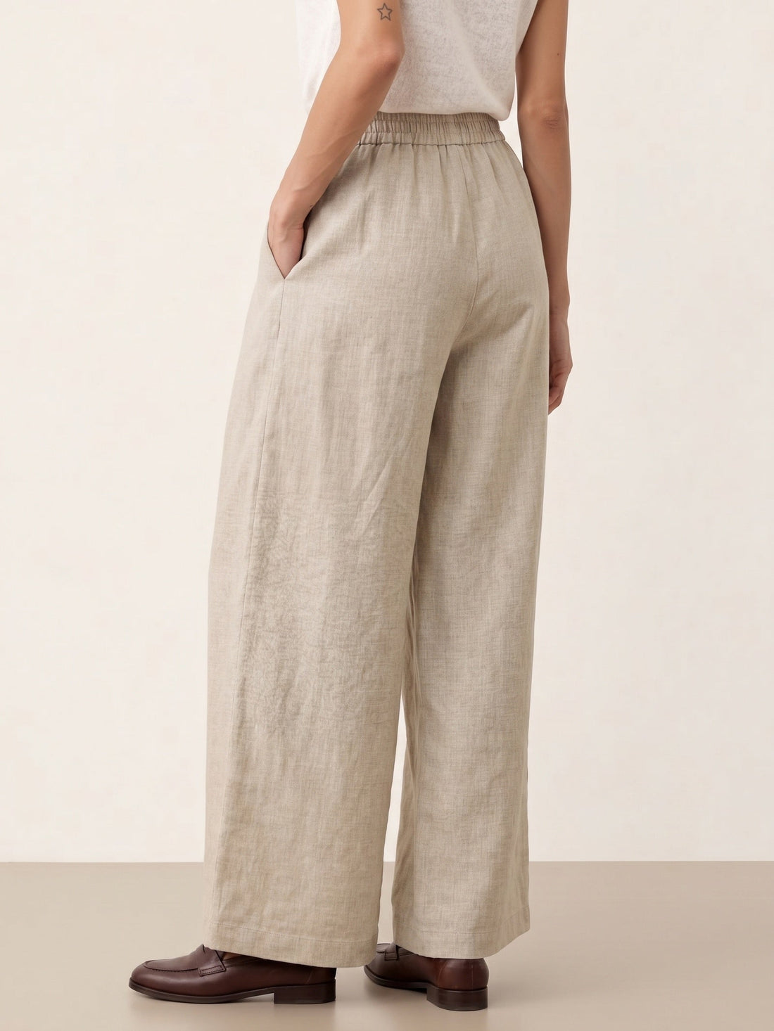 100% Linen Pleated High Rise Wide Leg Pants