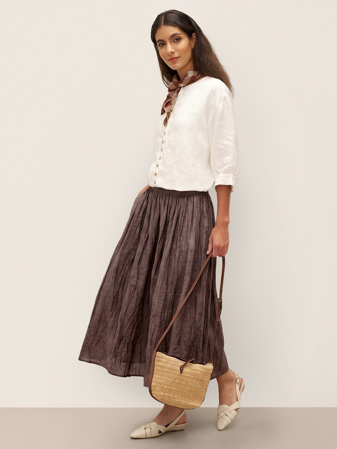100% Linen Button-Front Drop-Shoulder Shirt