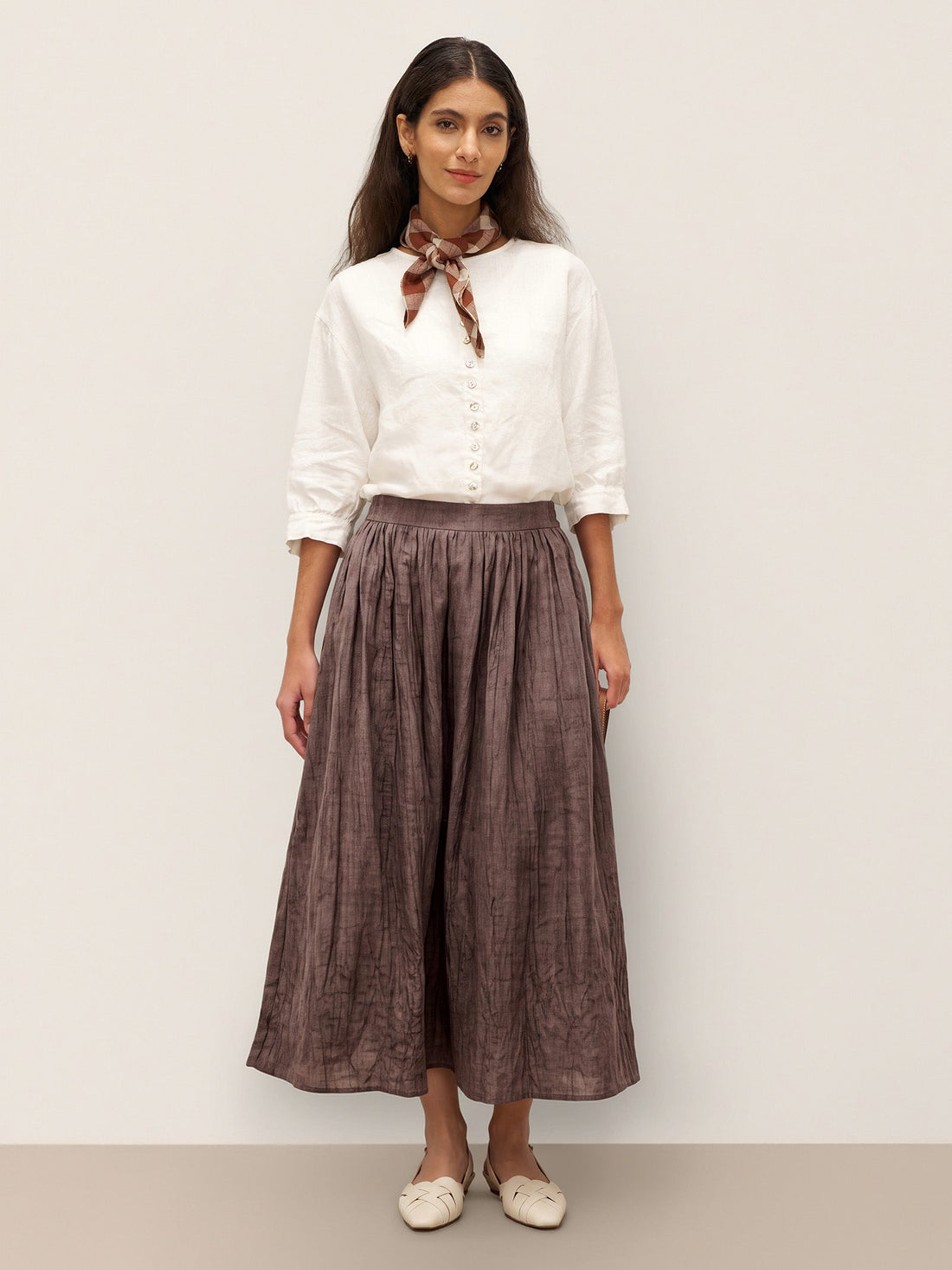 100% Linen Button-Front Drop-Shoulder Shirt