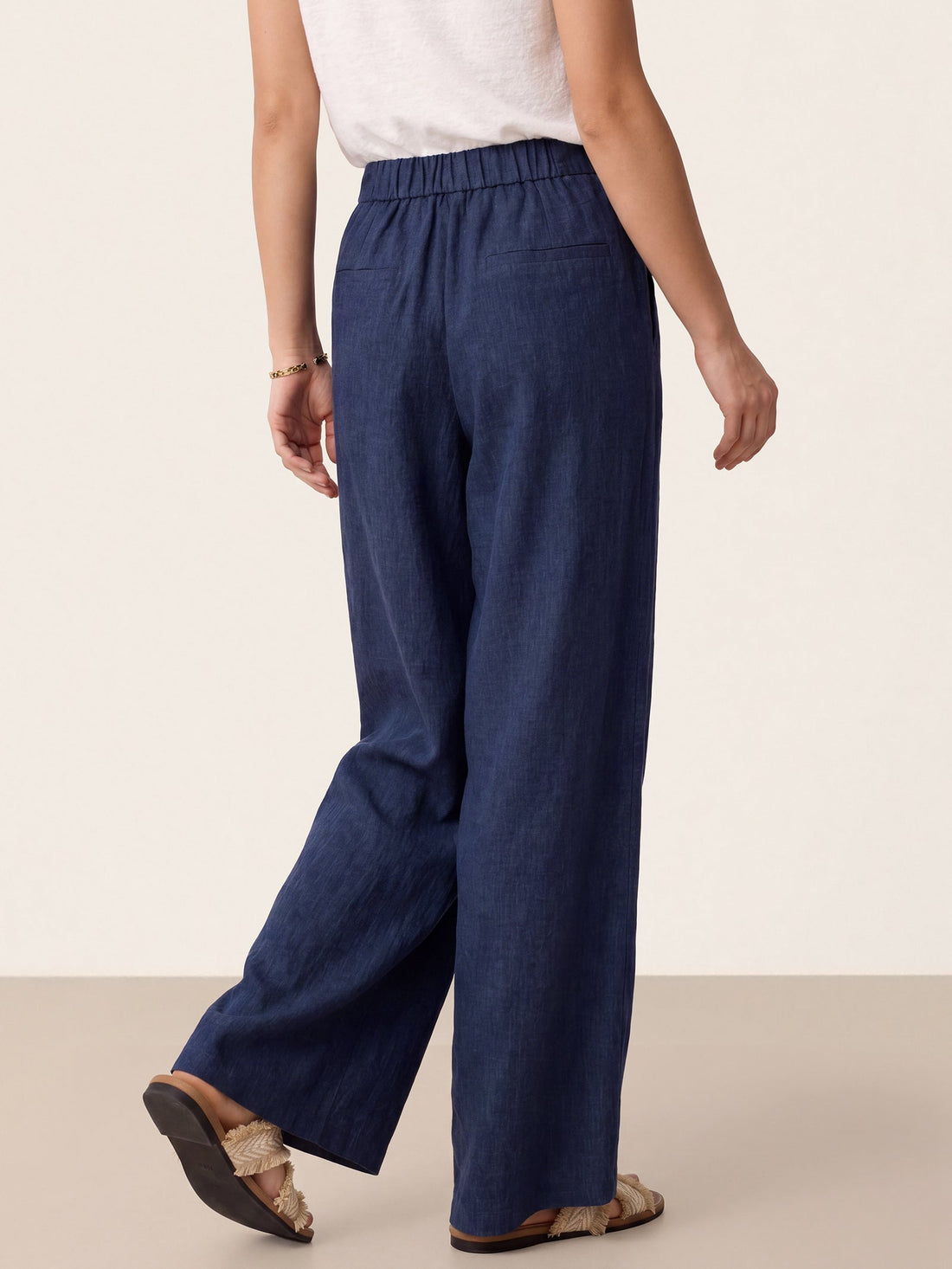 100% Linen High-Rise Straight-Leg Pants