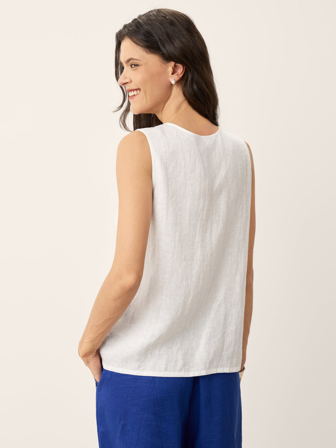 100% Linen A-Line Round Neck Tank Top