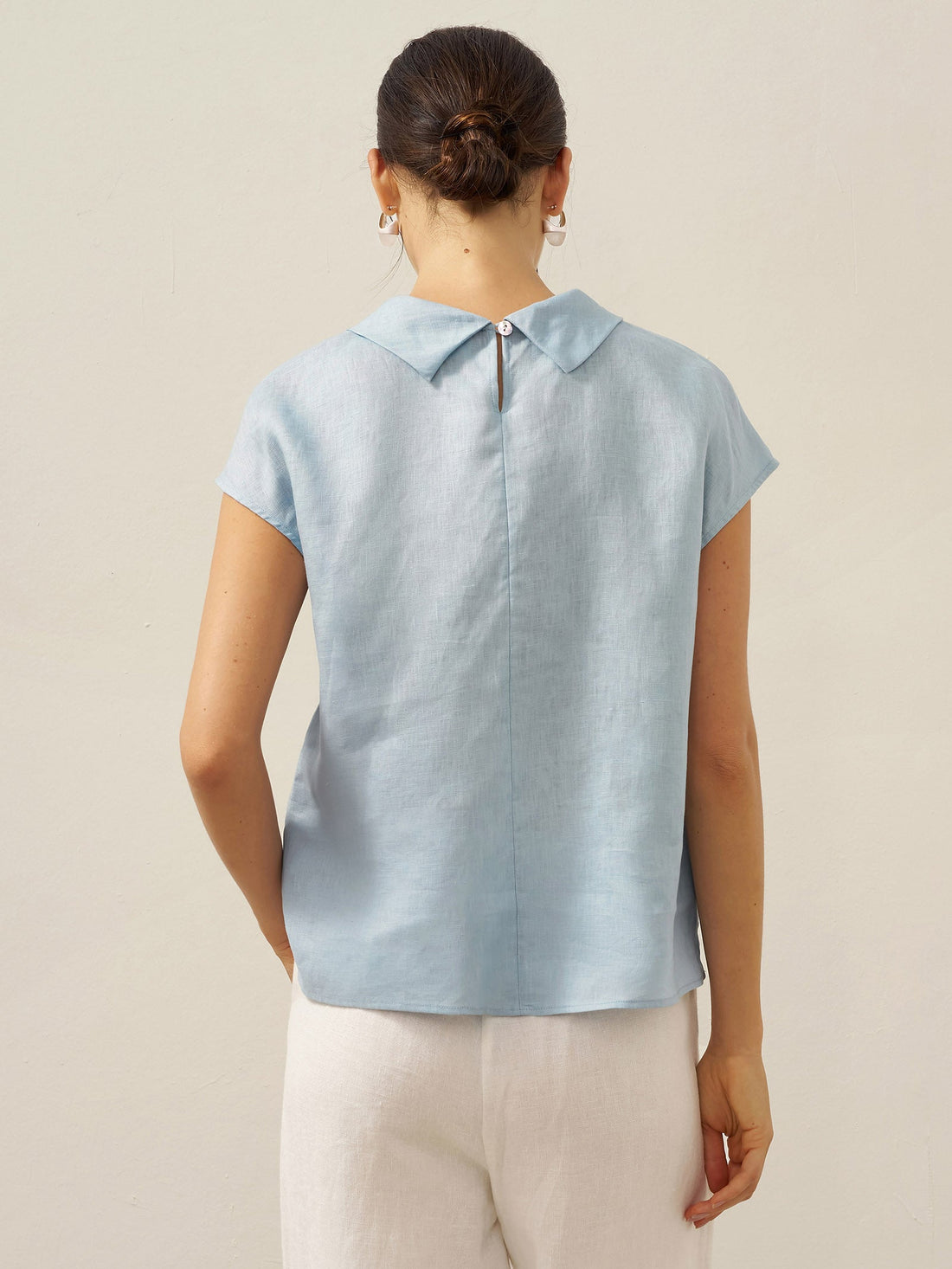 100% Linen Cap Sleeve Blouse