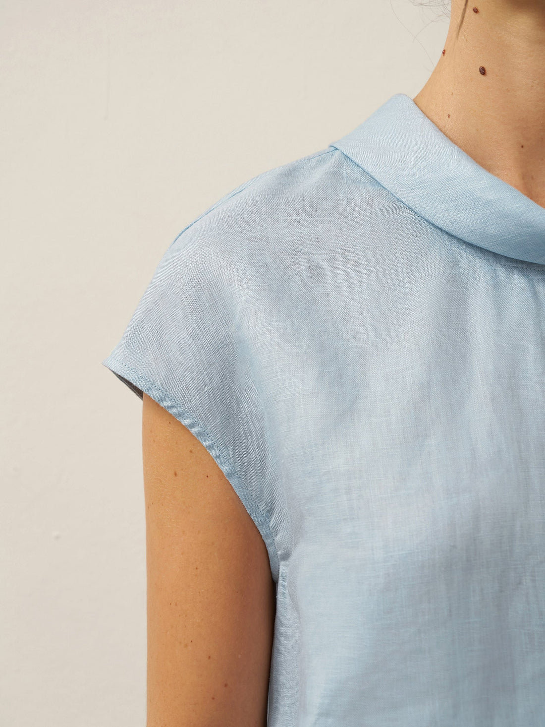 100% Linen Cap Sleeve Blouse