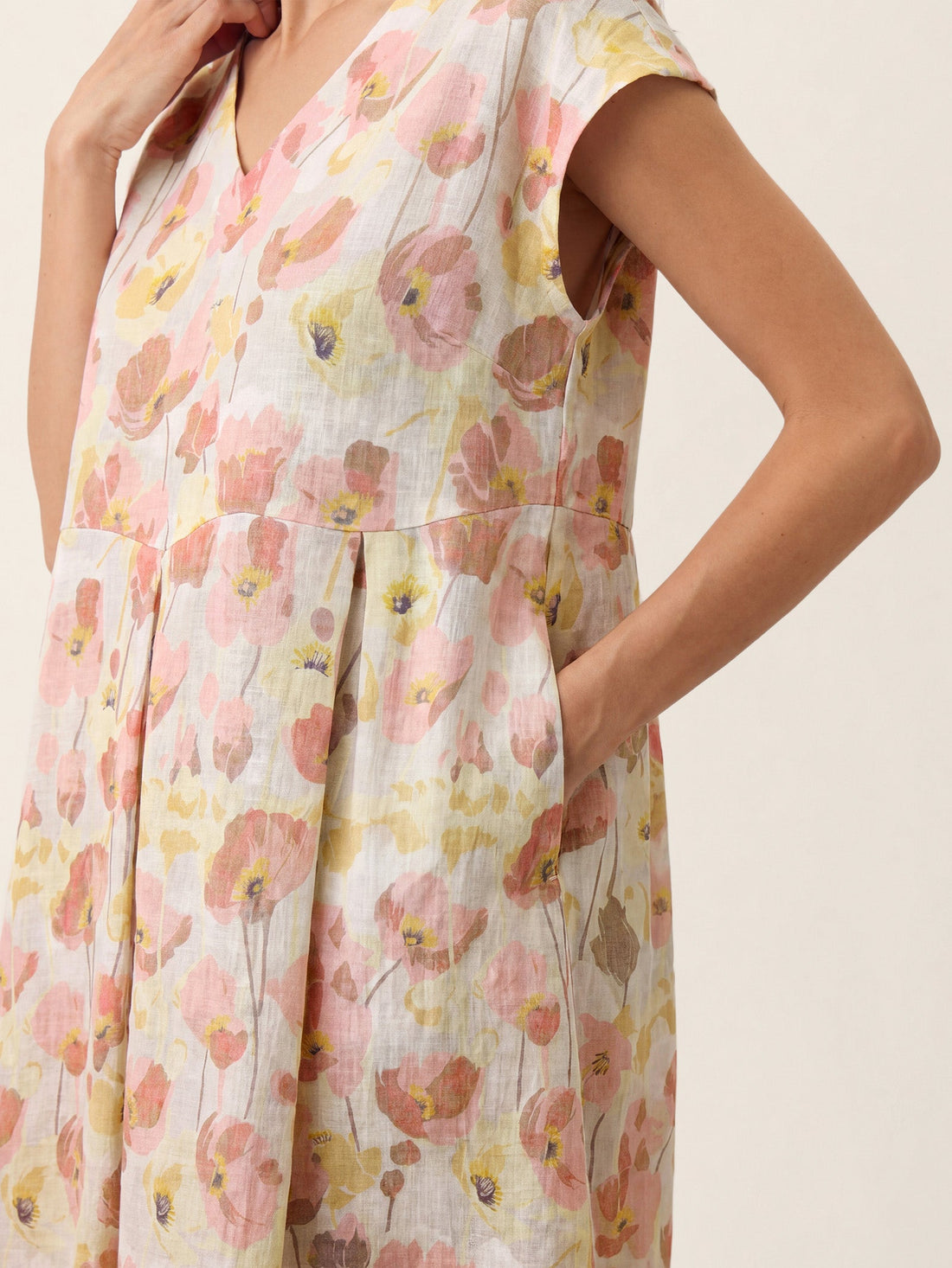 100% Linen Semi-Sheer Pocketed Maxi Dress