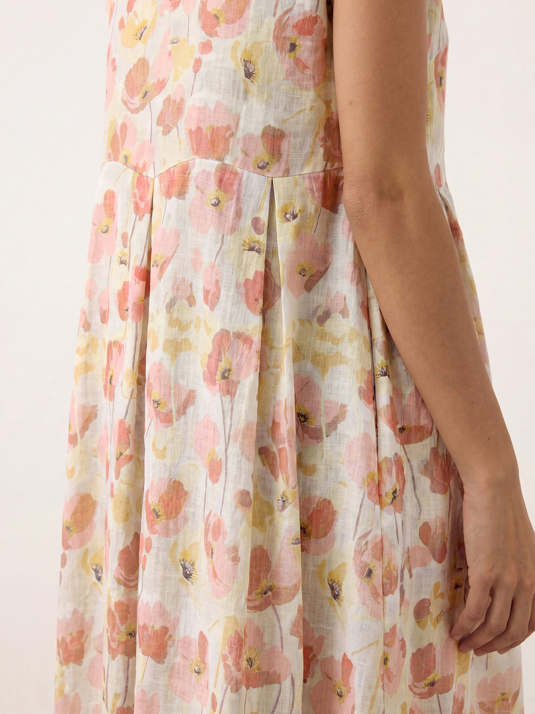 100% Linen Semi-Sheer Pocketed Maxi Dress