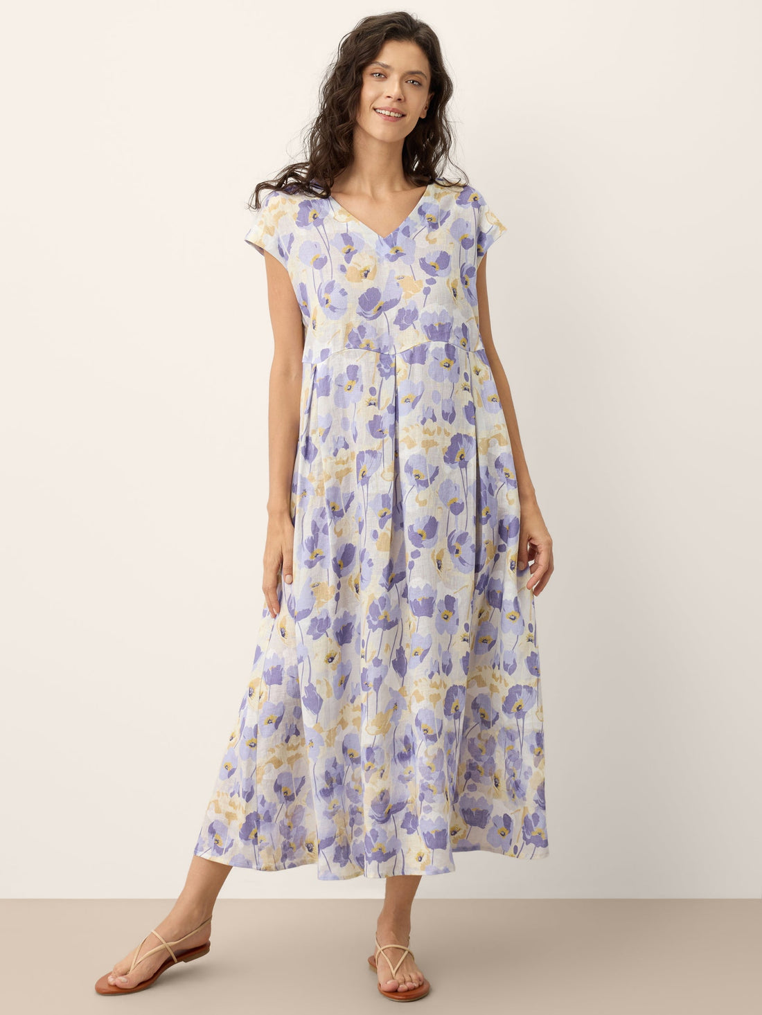 100% Linen Semi-Sheer Pocketed Maxi Dress