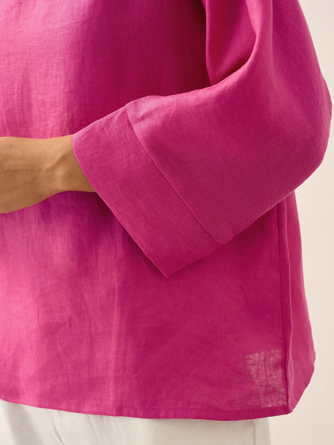 Linen Blend Long Sleeve Blouse