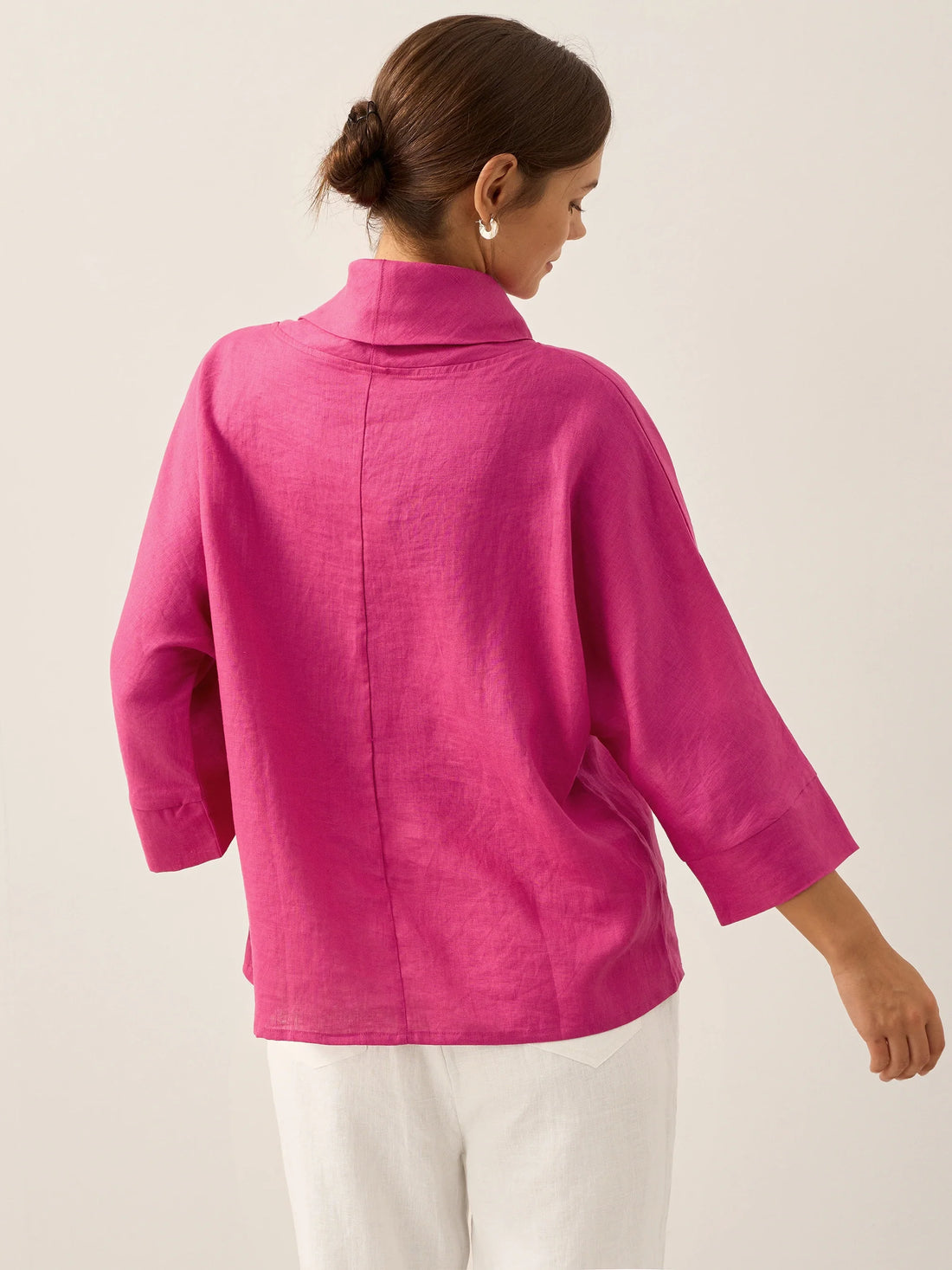 Linen Blend Long Sleeve Blouse