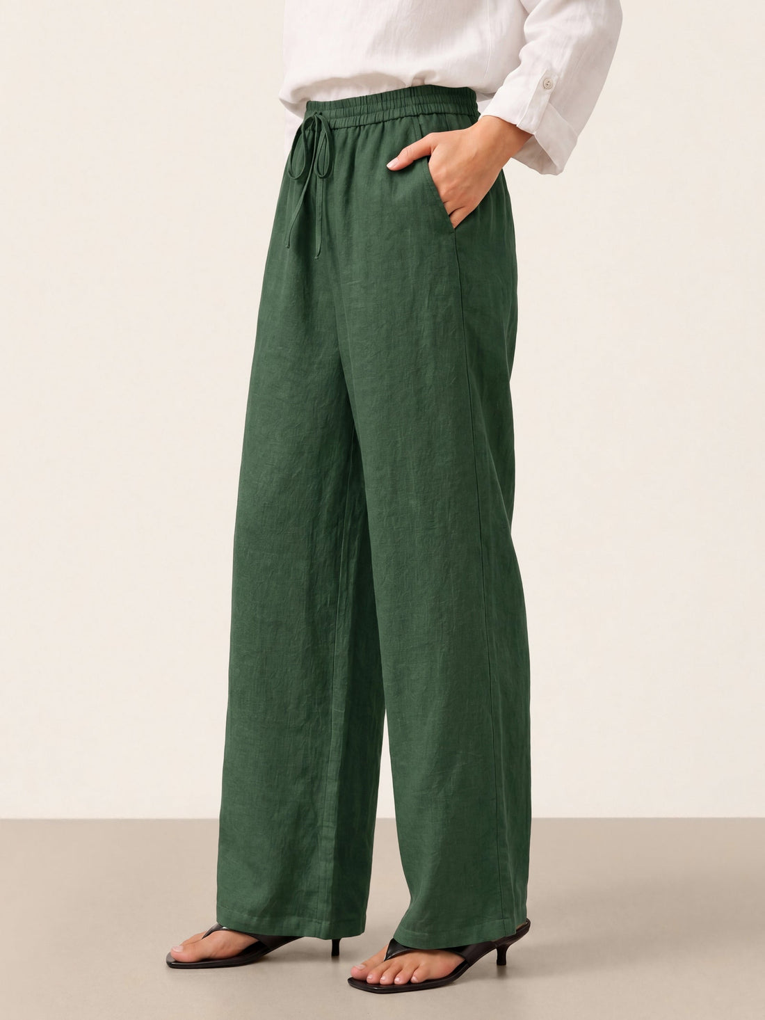 100% Linen Garment-Dyed Straight-Leg Pants