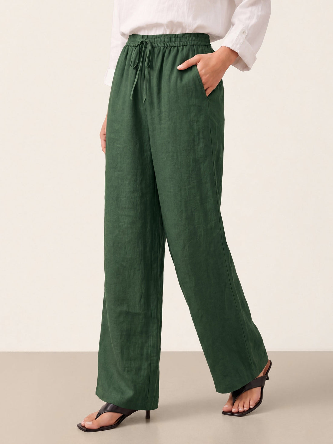 100% Linen Garment-Dyed Straight-Leg Pants
