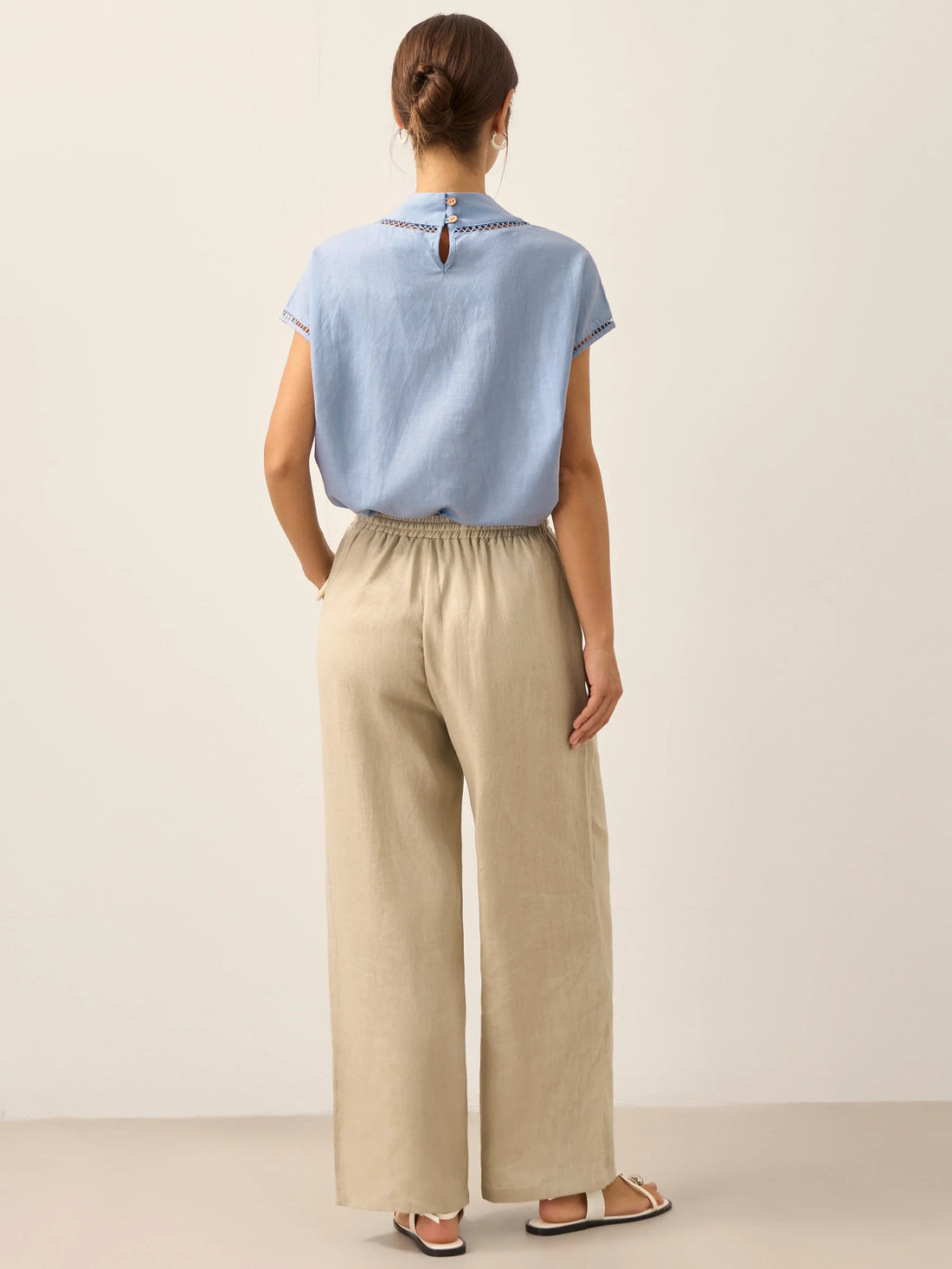 100% Linen Garment-Dyed Straight-Leg Pants