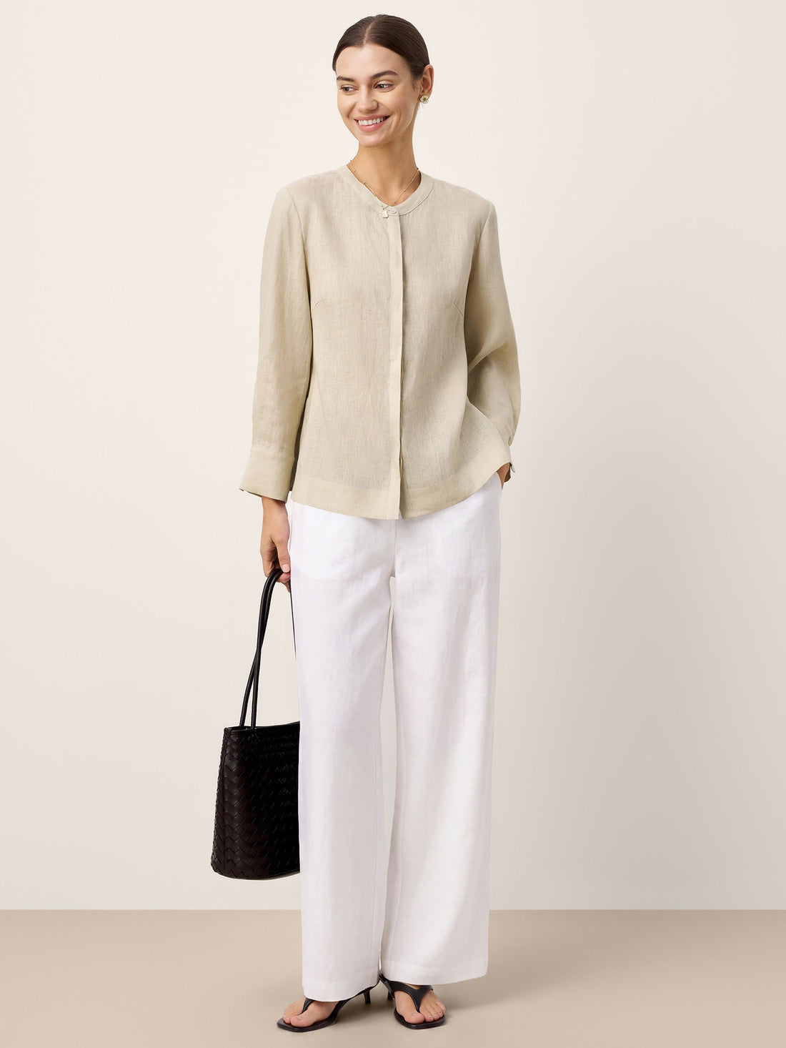 100% Linen Garment-Dyed Round Neck Shirt