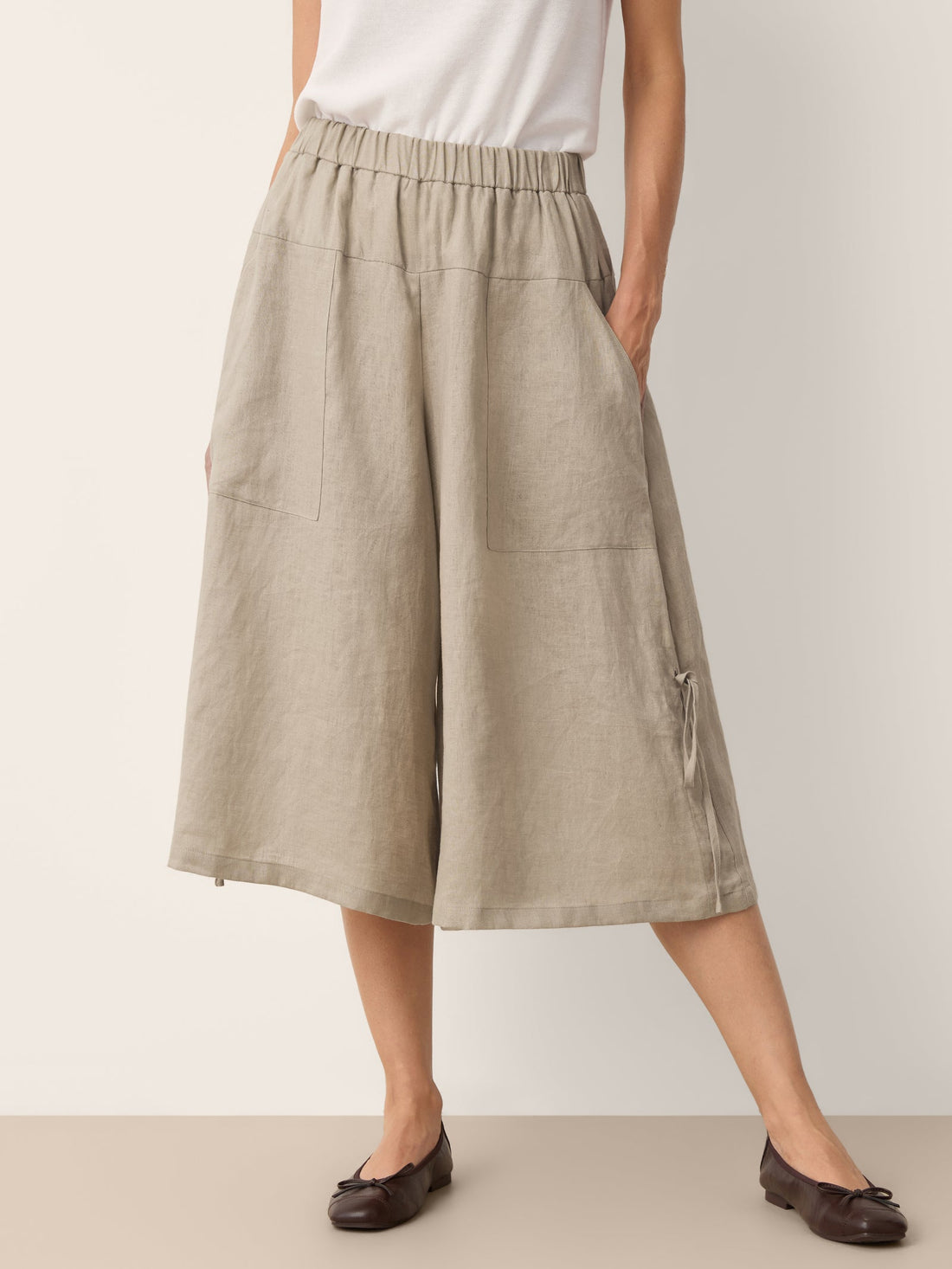 100% Linen Wide Leg Barrel Pants