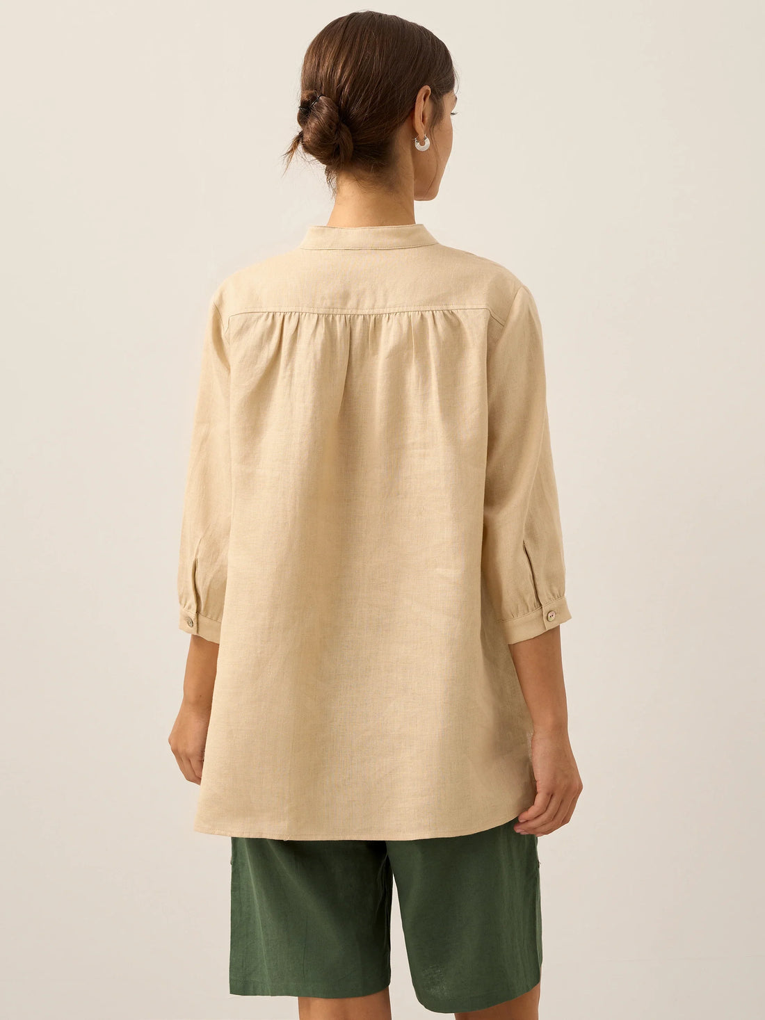 100% Linen Pleated A-Line Shirt