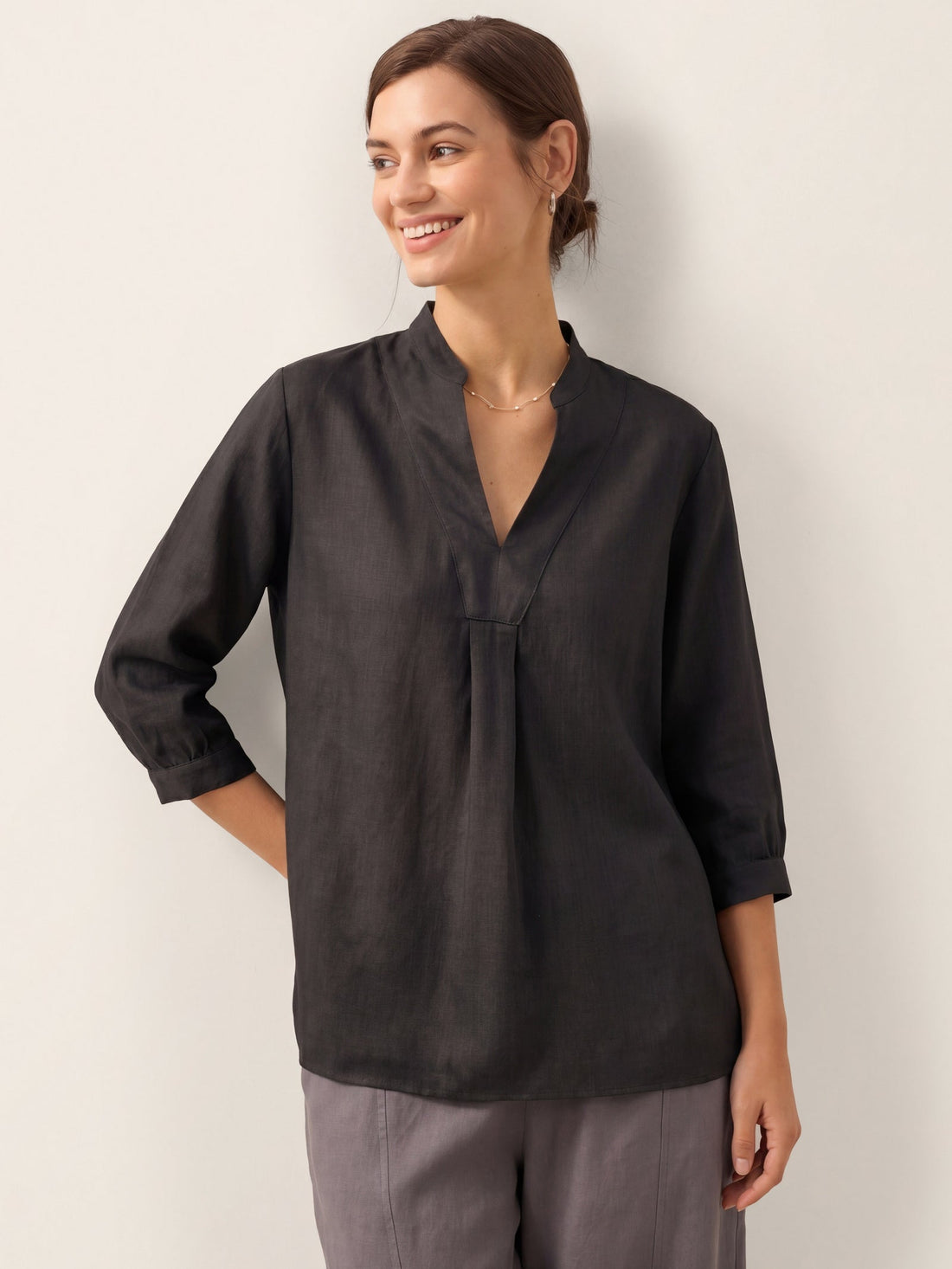100% Linen Pleated A-Line Shirt