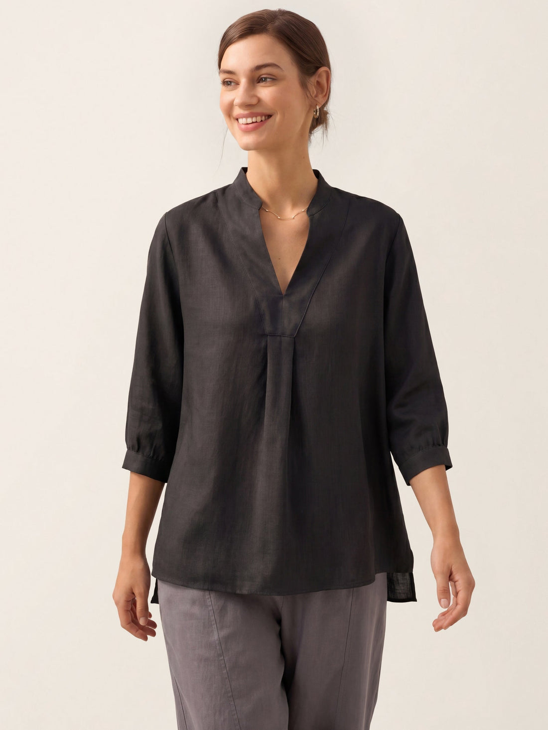 100% Linen Pleated A-Line Shirt