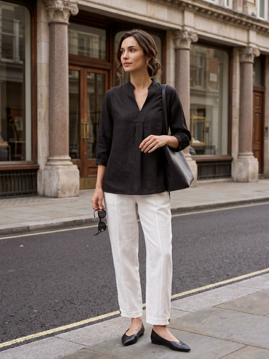 100% Linen Pleated A-Line Shirt