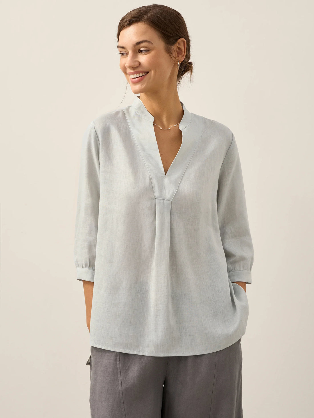 100% Linen Pleated A-Line Shirt